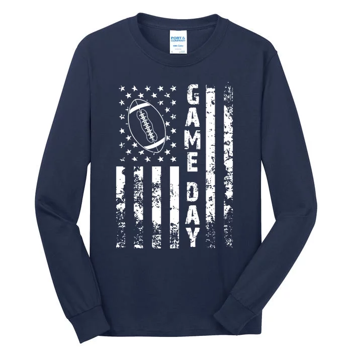 Game Day With Flag American Football Lovers Tall Long Sleeve T-Shirt