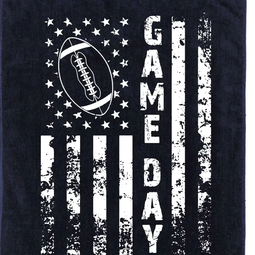 Game Day With Flag American Football Lovers Platinum Collection Golf Towel