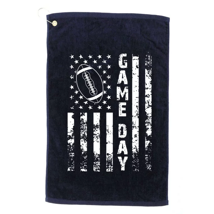 Game Day With Flag American Football Lovers Platinum Collection Golf Towel