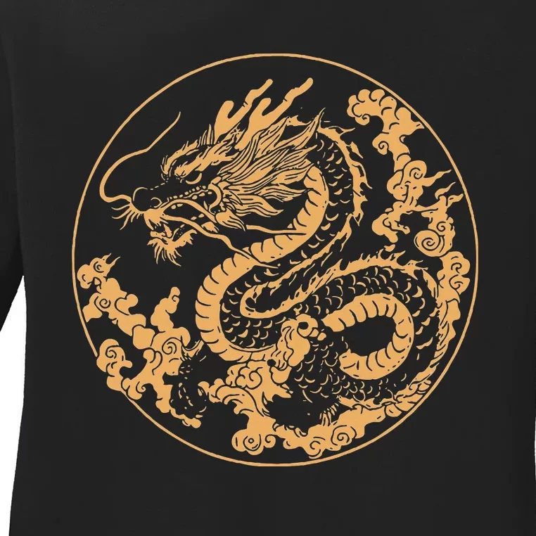 Golden Dragon Year Of The Dragon Ladies Long Sleeve Shirt