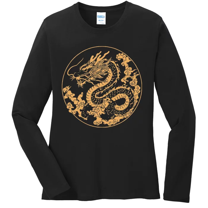 Golden Dragon Year Of The Dragon Ladies Long Sleeve Shirt