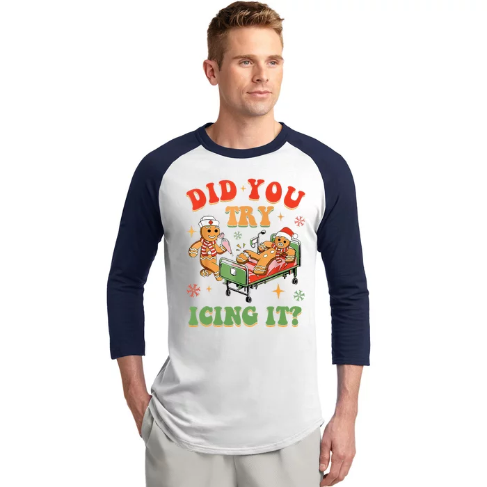 Gingerbread Did You Try Icing It Baseball Sleeve Shirt