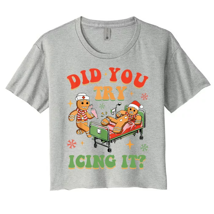 Gingerbread Did You Try Icing It Women's Crop Top Tee