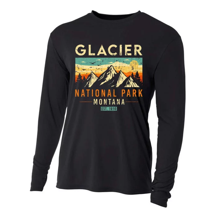 Glacier Est 1910 Montana Vintage Retro National Park Cooling Performance Long Sleeve Crew