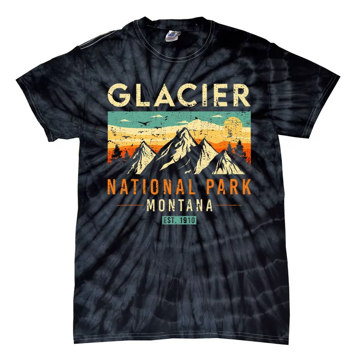 Glacier Est 1910 Montana Vintage Retro National Park Tie-Dye T-Shirt