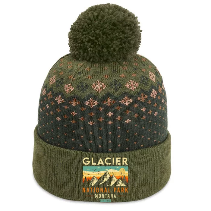 Glacier Est 1910 Montana Vintage Retro National Park The Baniff Cuffed Pom Beanie