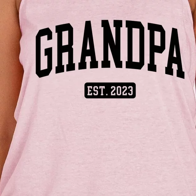 Grandpa Est 2023 New First Time Grandpa Great Gift Women's Knotted Racerback Tank