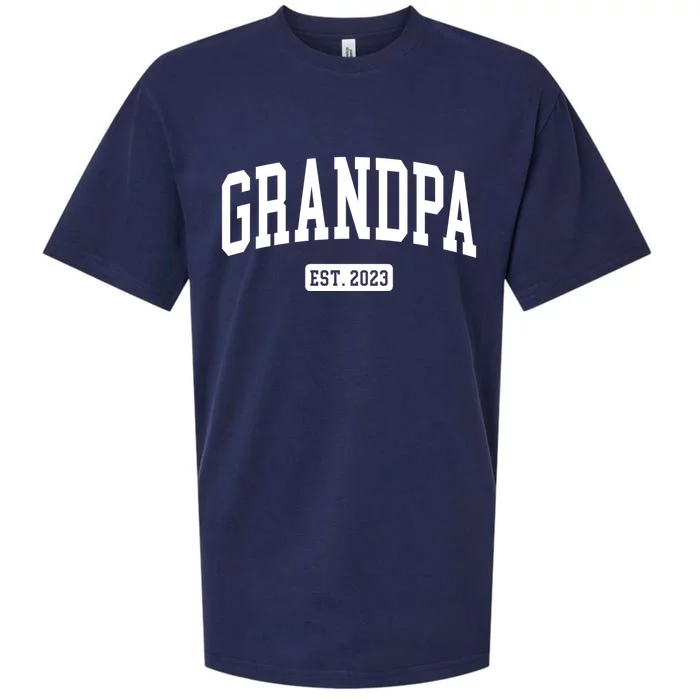 Grandpa Est 2023 New First Time Grandpa Great Gift Sueded Cloud Jersey T-Shirt