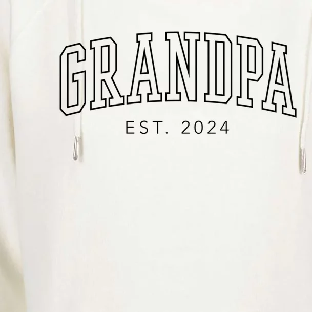 Grandpa Est 2024 Fathers Day Gift Womens Funnel Neck Pullover Hood