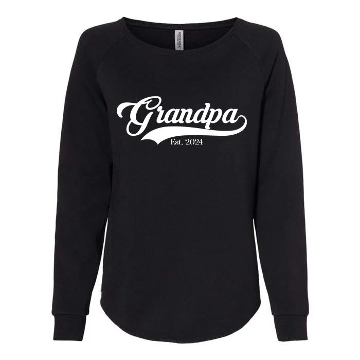 Grandpa Est 2024 Baseball Team Font Womens California Wash Sweatshirt