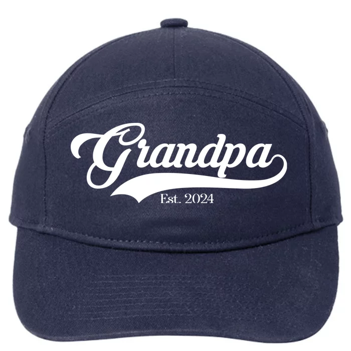 Grandpa Est 2024 Baseball Team Font 7-Panel Snapback Hat