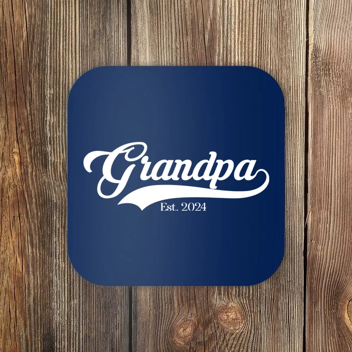 Grandpa Est 2024 Baseball Team Font Coaster