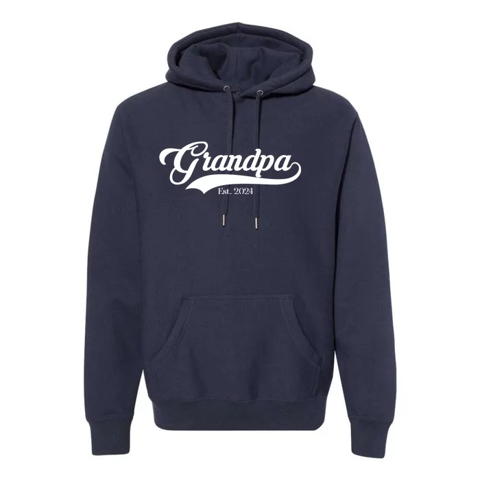 Grandpa Est 2024 Baseball Team Font Premium Hoodie