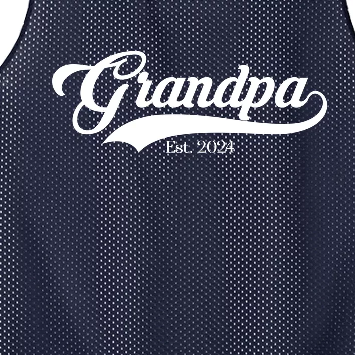 Grandpa Est 2024 Baseball Team Font Mesh Reversible Basketball Jersey Tank