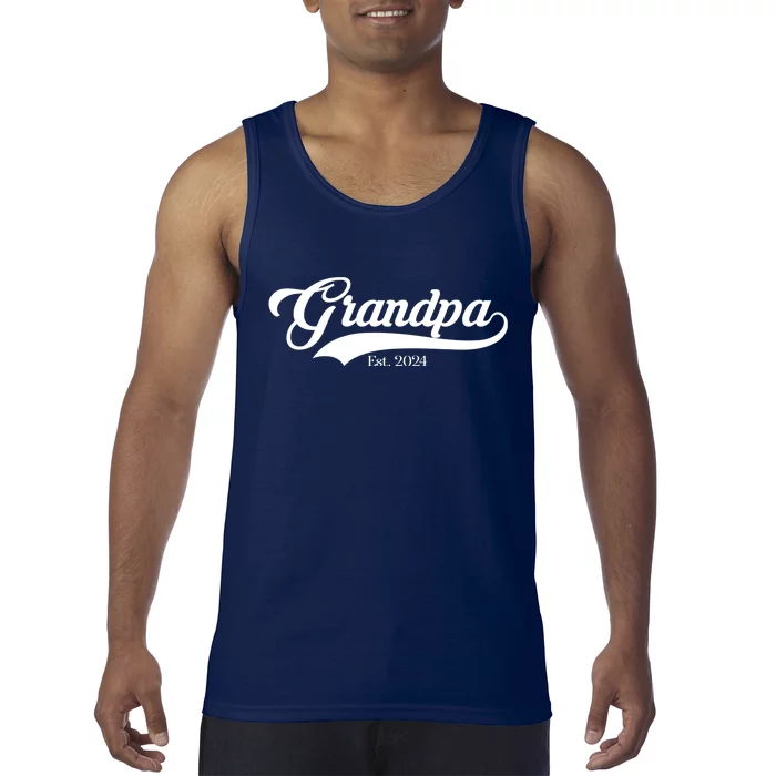 Grandpa Est 2024 Baseball Team Font Tank Top