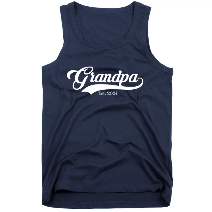 Grandpa Est 2024 Baseball Team Font Tank Top