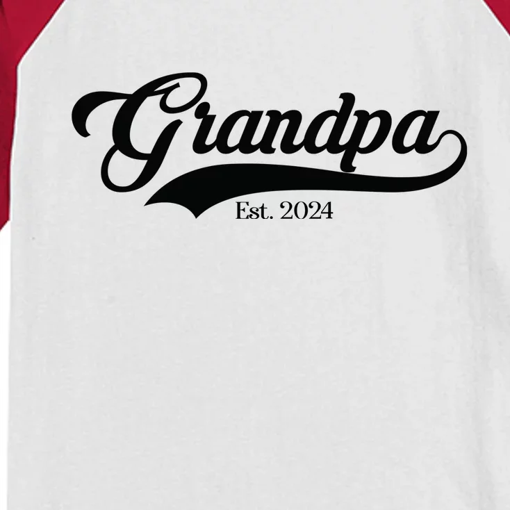 Grandpa Est 2024 Baseball Team Font Kids Colorblock Raglan Jersey