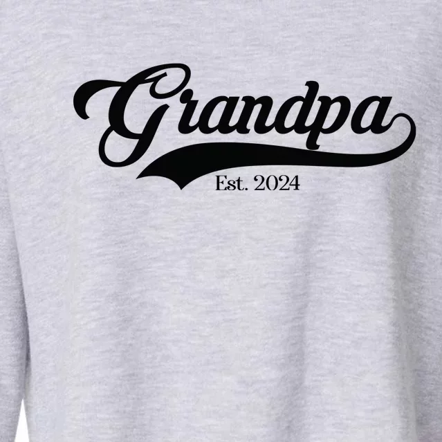 Grandpa Est 2024 Baseball Team Font Cropped Pullover Crew