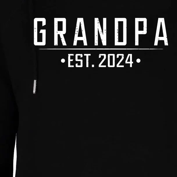 Grandpa Est 2024 Funny First Time Grandfather Promoted Womens Funnel Neck Pullover Hood