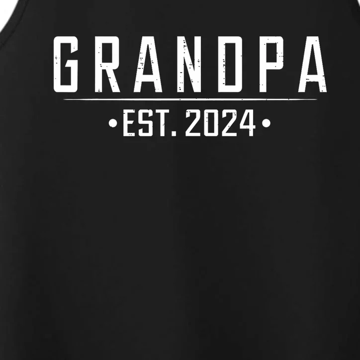 Grandpa Est 2024 Funny First Time Grandfather Promoted Performance Tank