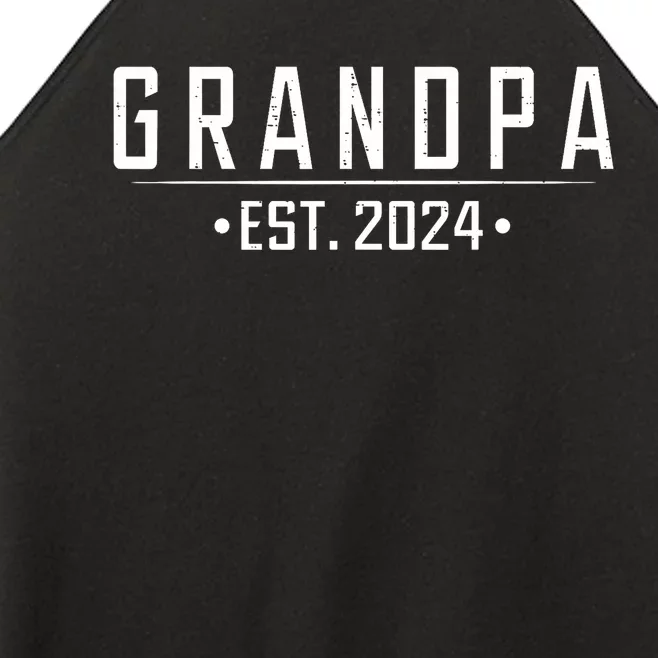 Grandpa Est 2024 Funny First Time Grandfather Promoted Women’s Perfect Tri Rocker Tank