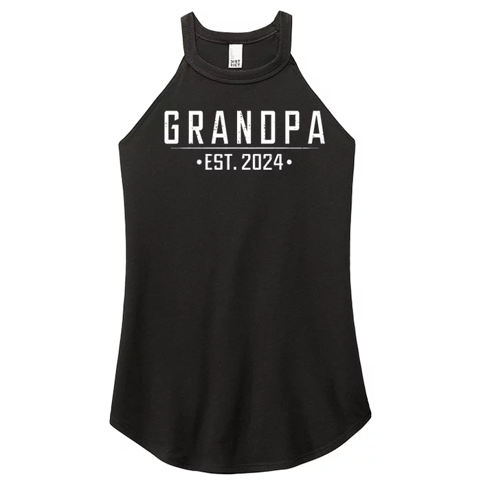 Grandpa Est 2024 Funny First Time Grandfather Promoted Women’s Perfect Tri Rocker Tank