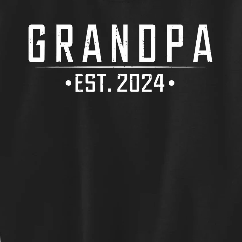 Grandpa Est 2024 Funny First Time Grandfather Promoted Kids Sweatshirt