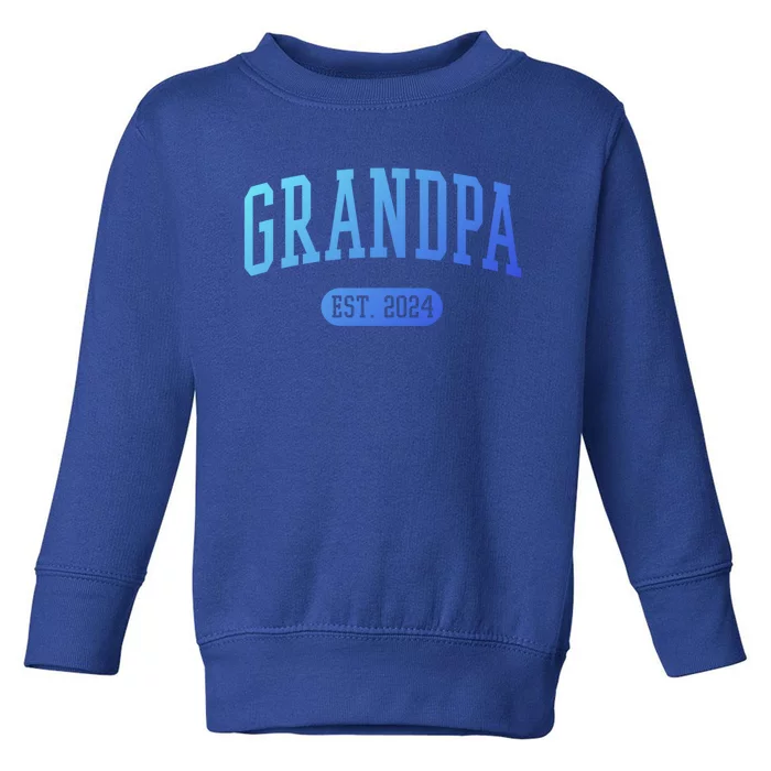 Grandpa Est 2024 Vintage Funny Gift Toddler Sweatshirt