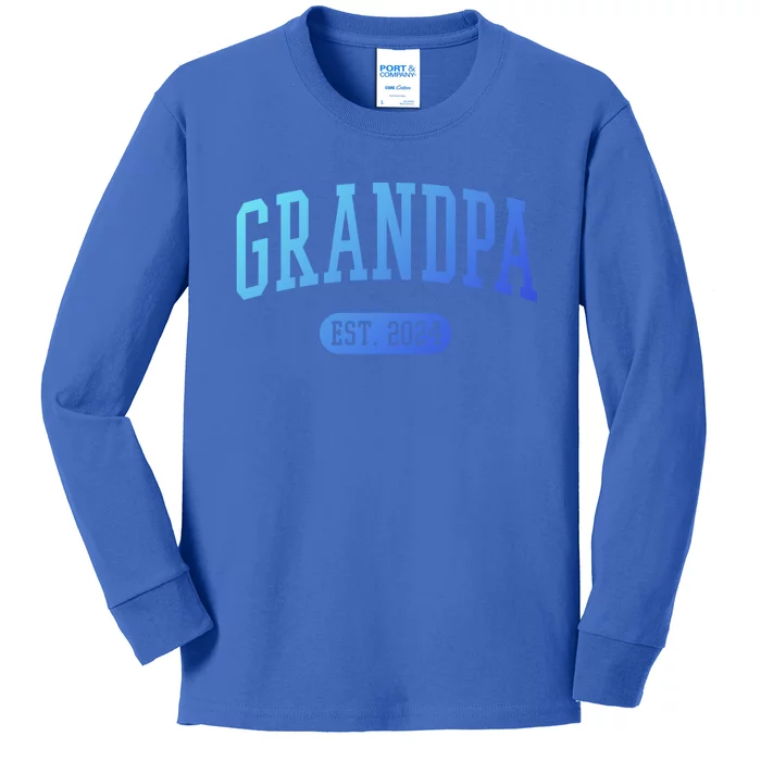 Grandpa Est 2024 Vintage Funny Gift Kids Long Sleeve Shirt