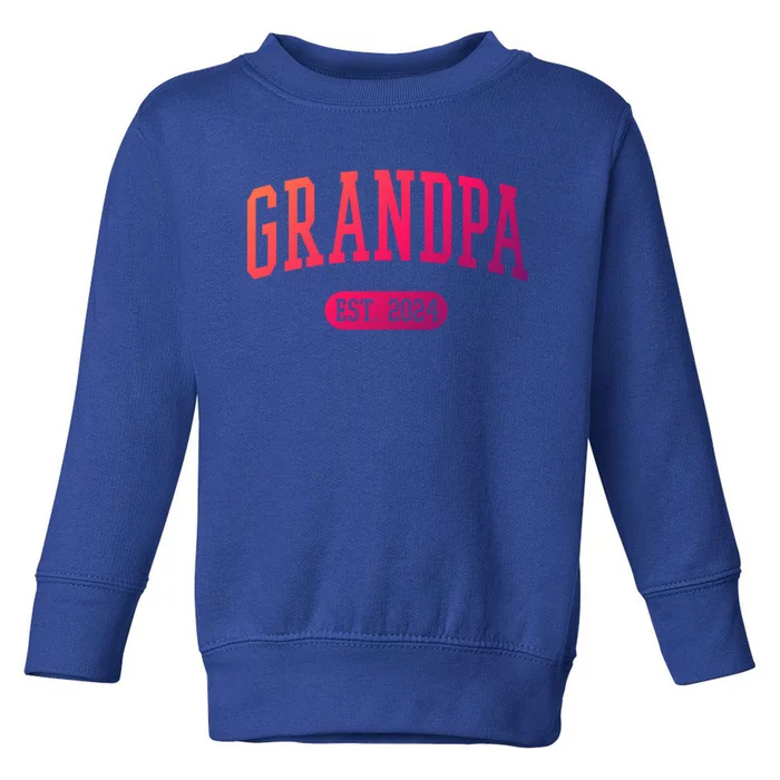 Grandpa Est 2024 Vintage Funny Gift Toddler Sweatshirt