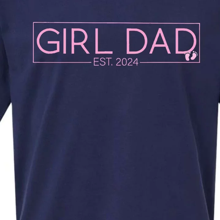 Girldad Est 2024 Newborn Daddy Father Baby Sueded Cloud Jersey T-Shirt