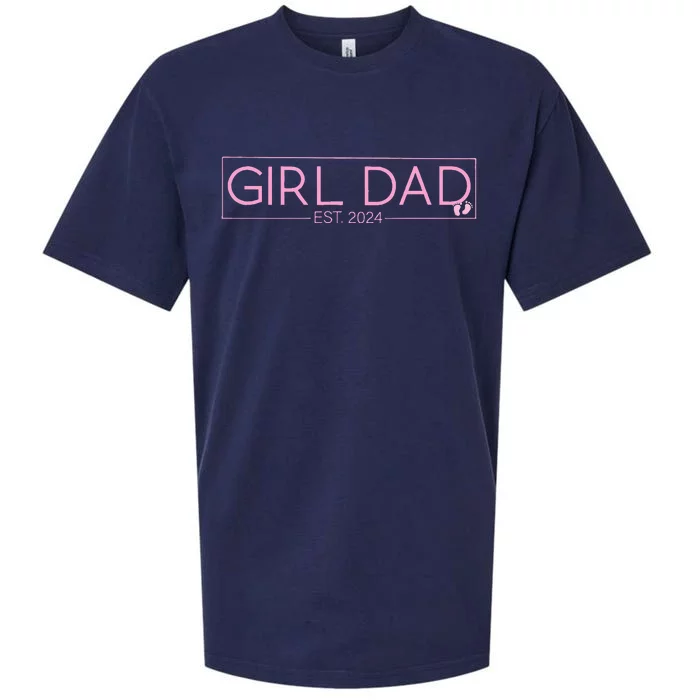 Girldad Est 2024 Newborn Daddy Father Baby Sueded Cloud Jersey T-Shirt