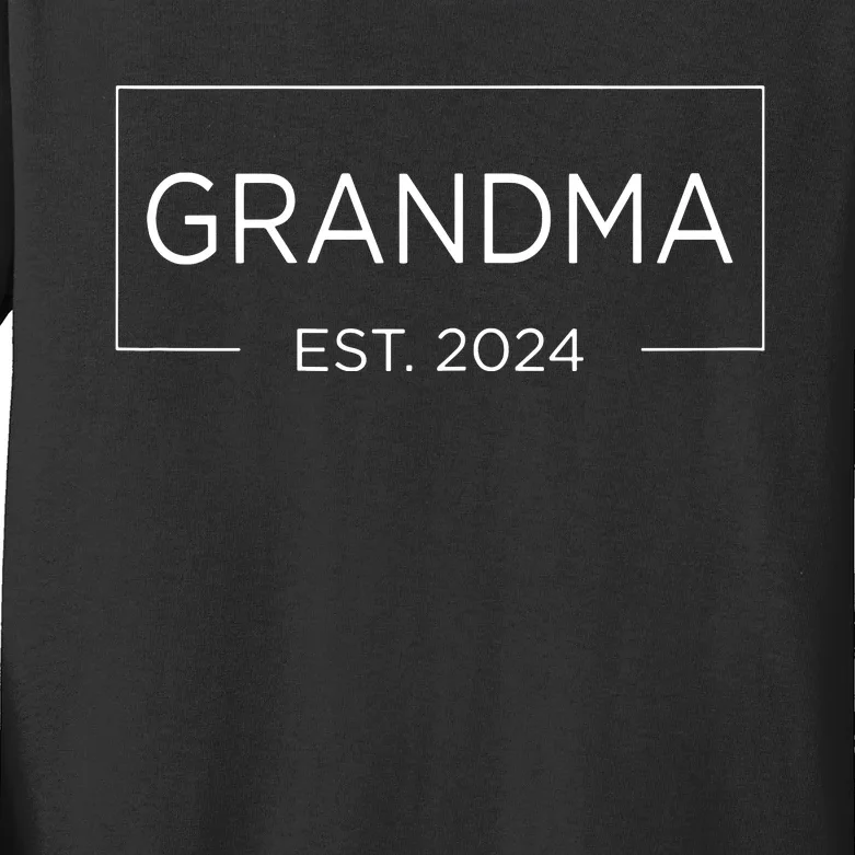 Grandma Est 2024 Pregnancy Announcement Mothers Day 2024 Kids Long Sleeve Shirt