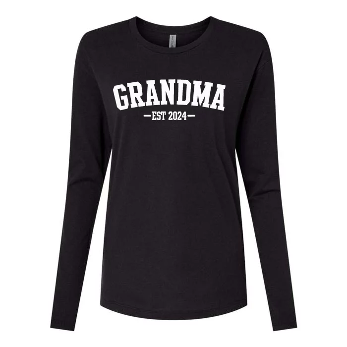 Grandma Est 2024 Promoted To Grandma 2024 For Grandmother Womens Cotton Relaxed Long Sleeve T-Shirt