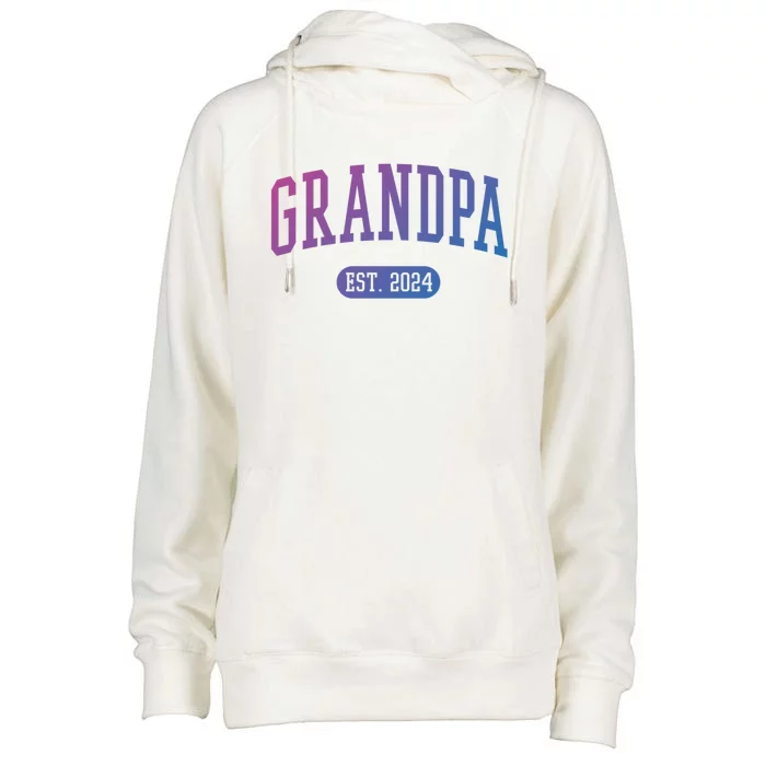 Grandpa Est 2024 Vintage Funny Gift Womens Funnel Neck Pullover Hood