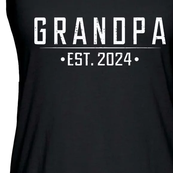 Grandpa Est 2024 Funny First Time Grandfather Promoted Ladies Essential Flowy Tank