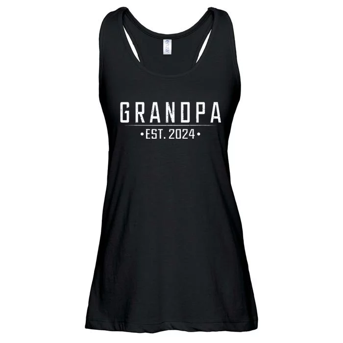 Grandpa Est 2024 Funny First Time Grandfather Promoted Ladies Essential Flowy Tank