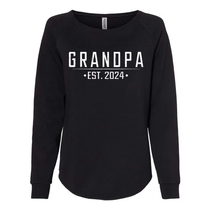 Grandpa Est 2024 Funny First Time Grandfather Promoted Womens California Wash Sweatshirt