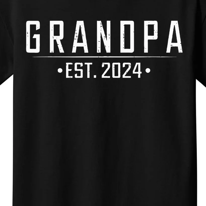 Grandpa Est 2024 Funny First Time Grandfather Promoted Kids T-Shirt