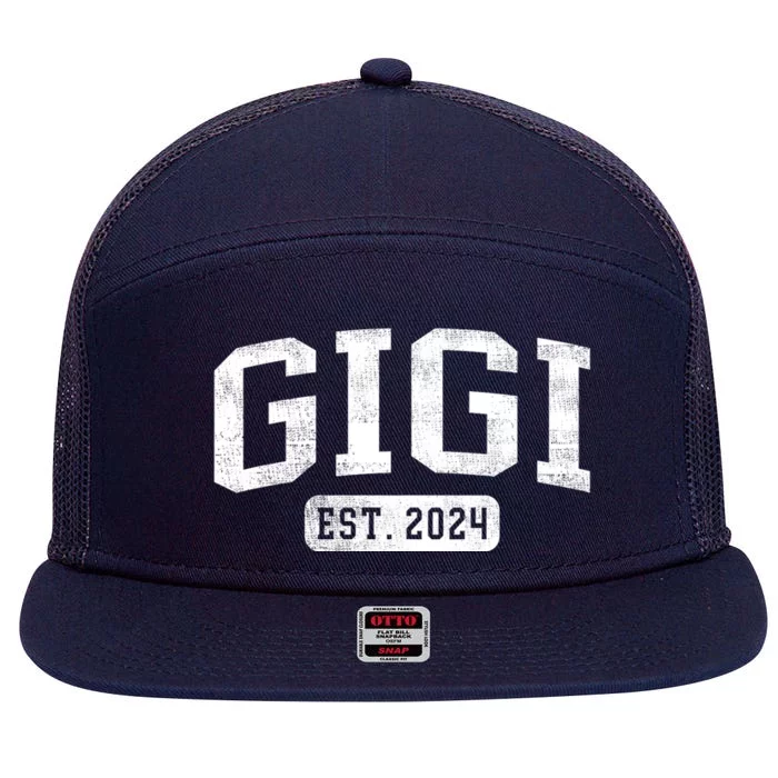 Gigi Est 2024 Promoted To Gigi Announcement 7 Panel Mesh Trucker Snapback Hat