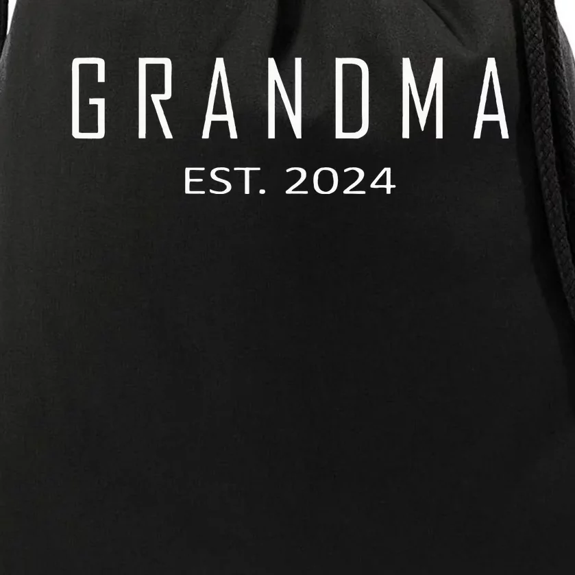 Grandma Est 2024 Funny First Time Grandmother Promoted Drawstring Bag