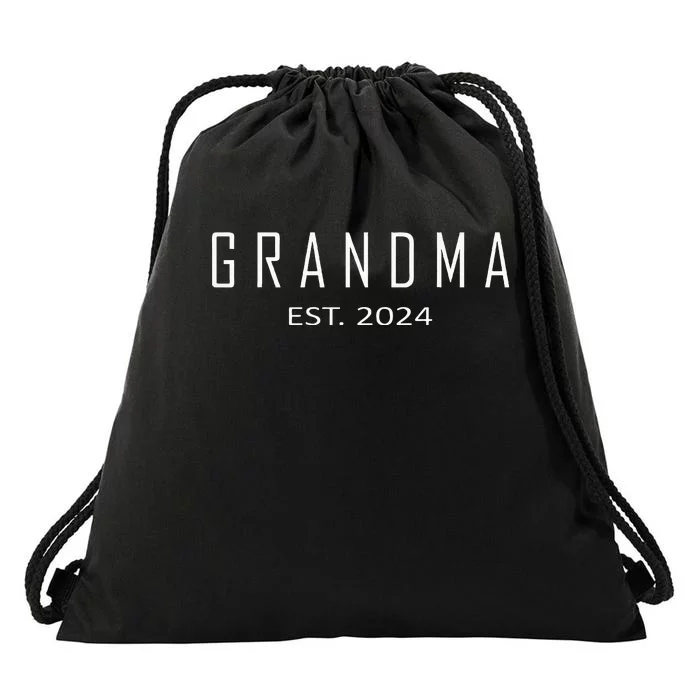 Grandma Est 2024 Funny First Time Grandmother Promoted Drawstring Bag