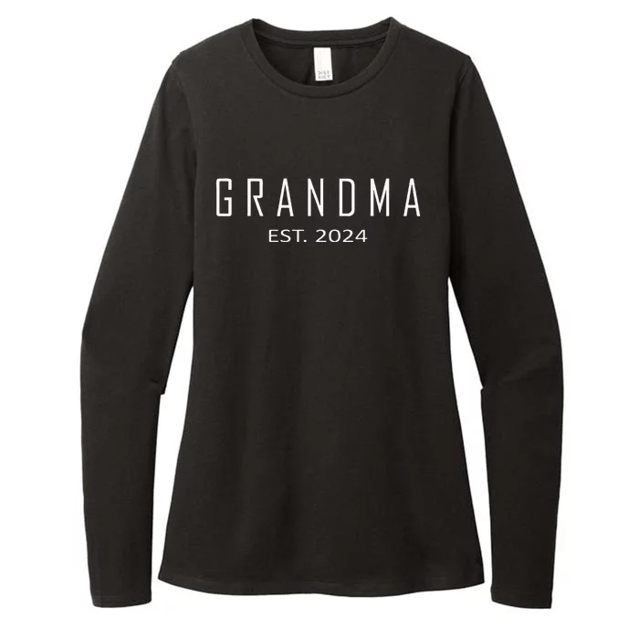 Grandma Est 2024 Funny First Time Grandmother Promoted Womens CVC Long Sleeve Shirt