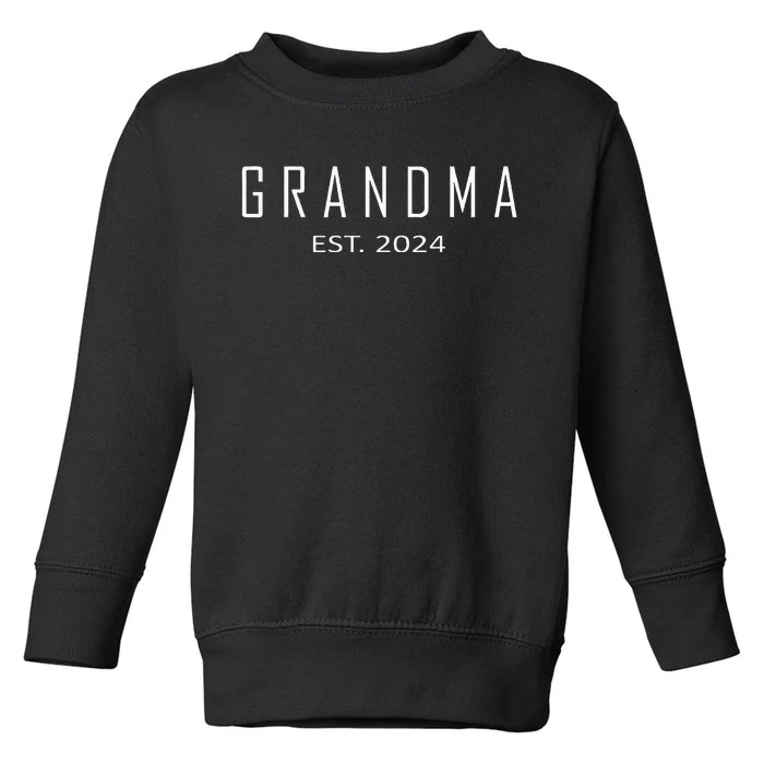 Grandma Est 2024 Funny First Time Grandmother Promoted Toddler Sweatshirt