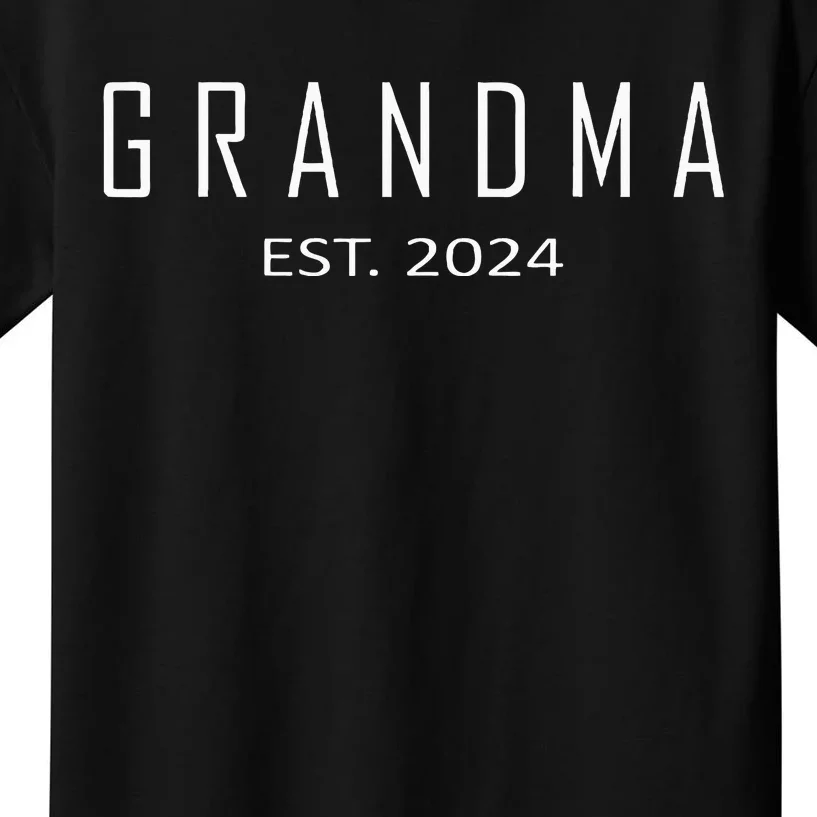 Grandma Est 2024 Funny First Time Grandmother Promoted Kids T-Shirt