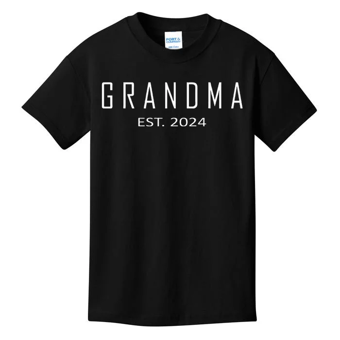 Grandma Est 2024 Funny First Time Grandmother Promoted Kids T-Shirt