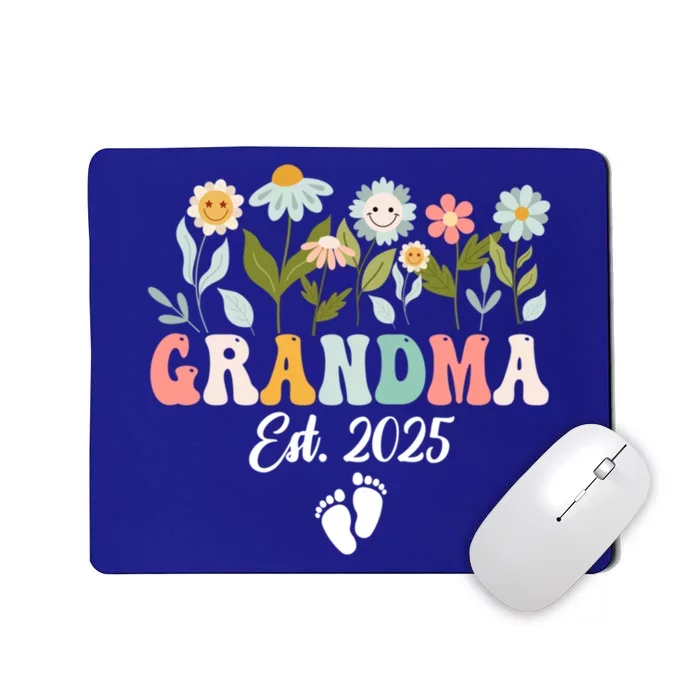 Grandma Est 2025 Promoted To Grandma 2025 Cute Floral Gift Mousepad