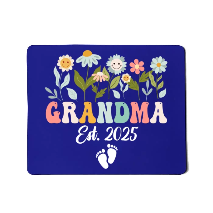 Grandma Est 2025 Promoted To Grandma 2025 Cute Floral Gift Mousepad