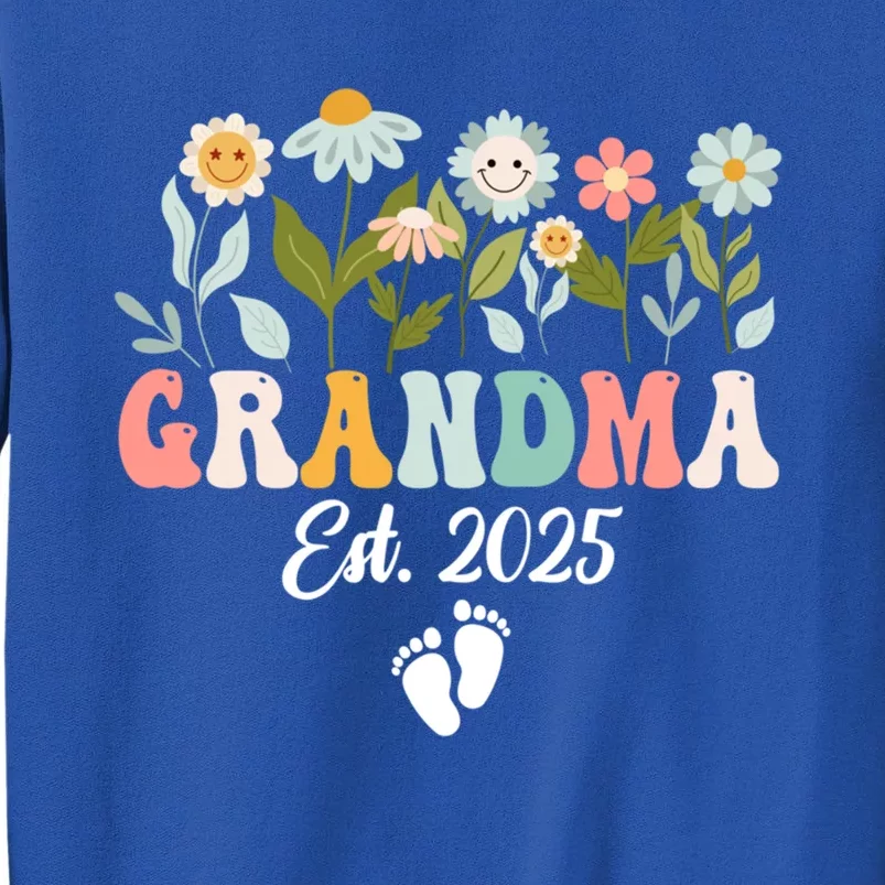 Grandma Est 2025 Promoted To Grandma 2025 Cute Floral Gift Tall Sweatshirt