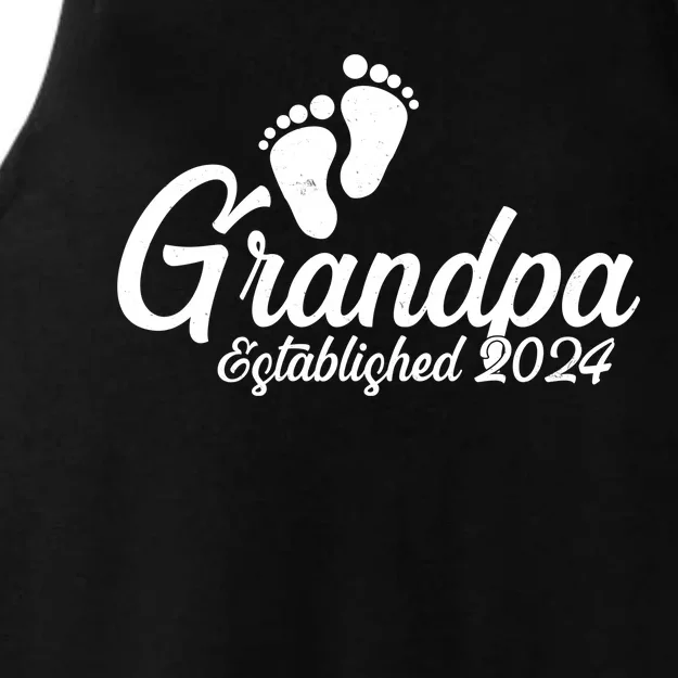 Grandpa Established 2024 Baby Footprints Ladies Tri-Blend Wicking Tank